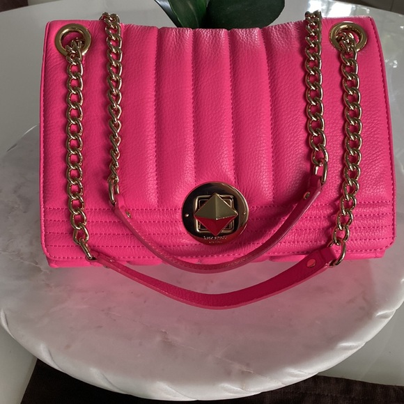 😍Kate Spade Gold Coast Evangeline Hot Pink Purse👛 🎄 gift!! Barbie lovers!! - Picture 2 of 11